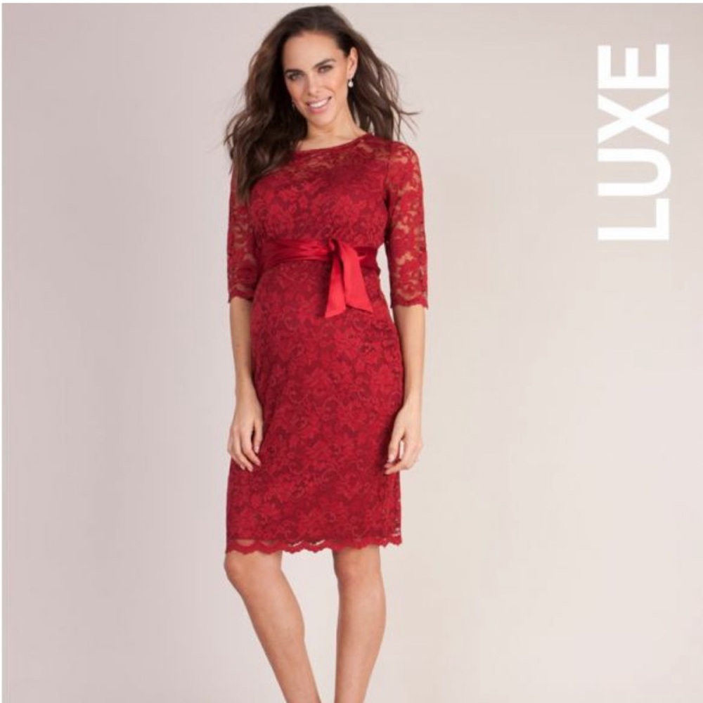 Seraphine Maternity Claret Lace Maternity Cocktail Dress (US Size 4)